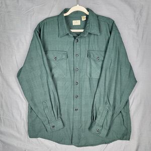 Vintage LL Bean Flannel Mens X-Large Green Plaid Button Shirt Pockets P989